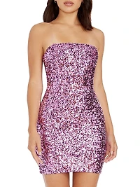 Kyla Sequined Strapless Minidress