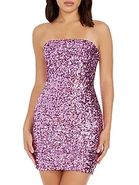 Kyla Sequined Strapless Minidress