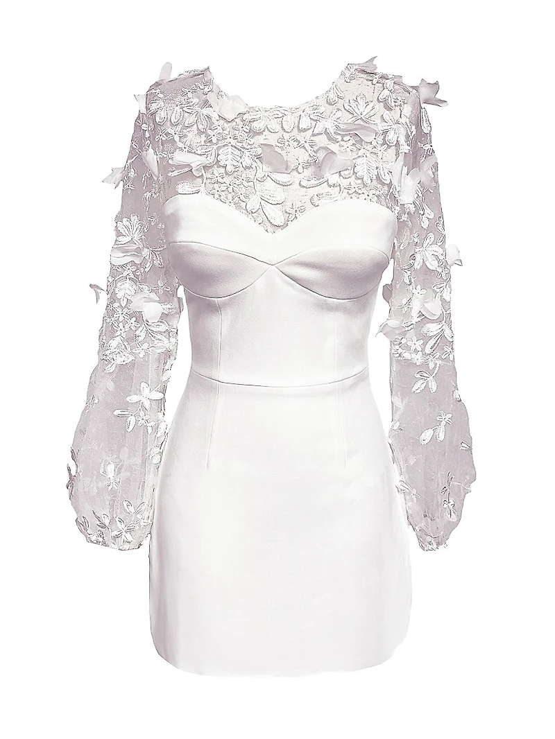 Mila Embroidered Crepe Knit Minidress