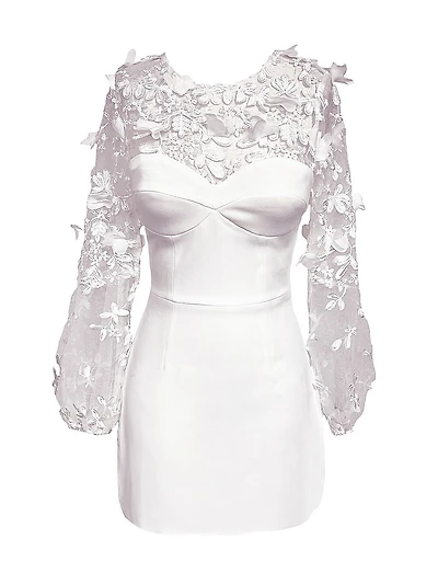 Mila Embroidered Crepe Knit Minidress