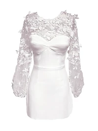 Mila Embroidered Crepe Knit Minidress