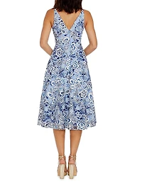 Elisa Floral Fit & Flare Midi-Dress