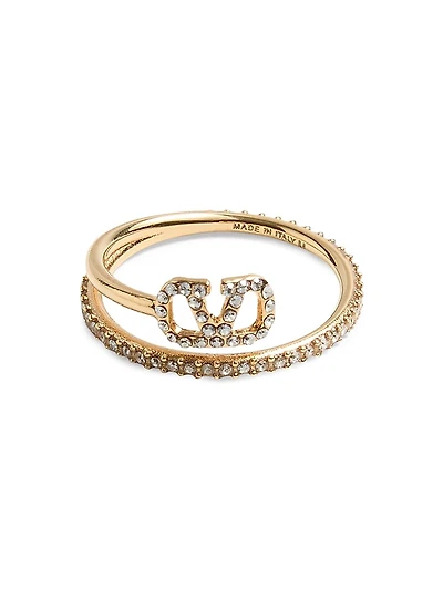 VLogo Signature Metal and Swarovski Crystal Ring