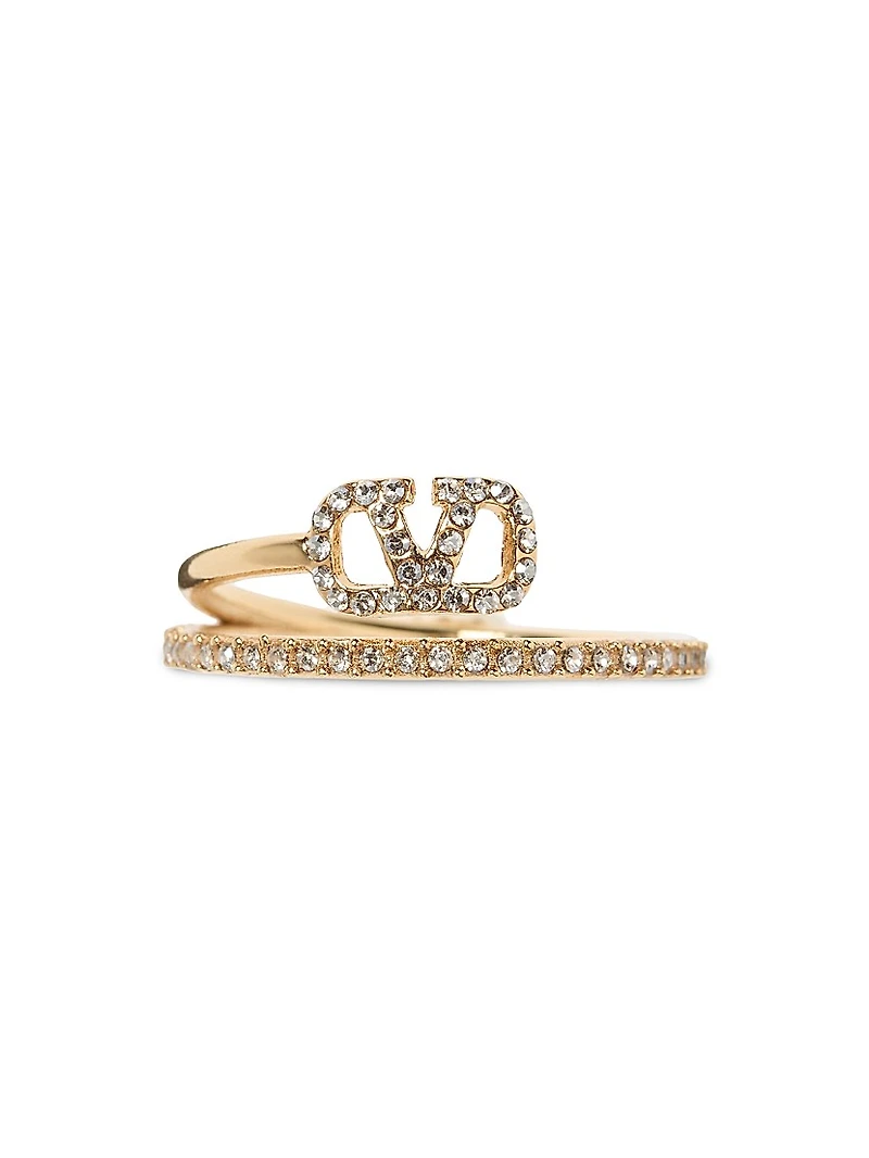 VLogo Signature Metal and Swarovski Crystal Ring