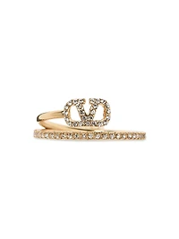 VLogo Signature Metal and Swarovski Crystal Ring