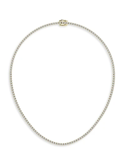 14K Yellow Gold & Natural Diamond Tennis Necklace/5.00-15.00 TCW