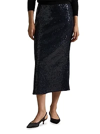 Sequined Bias-Cut Midi-Skirt
