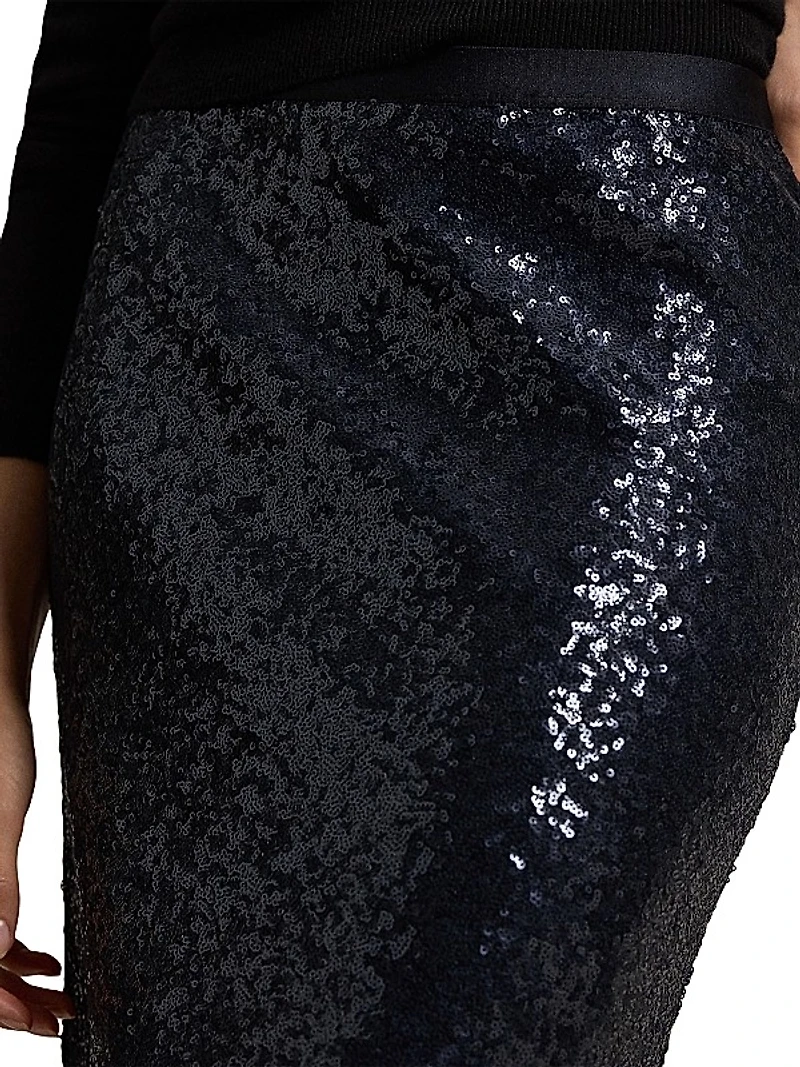 Sequined Bias-Cut Midi-Skirt