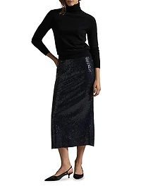 Sequined Bias-Cut Midi-Skirt