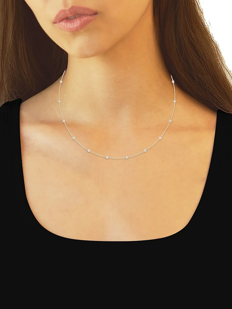 14K Rose Gold & -Diamond Station Necklace/0.70-2.10 TCW