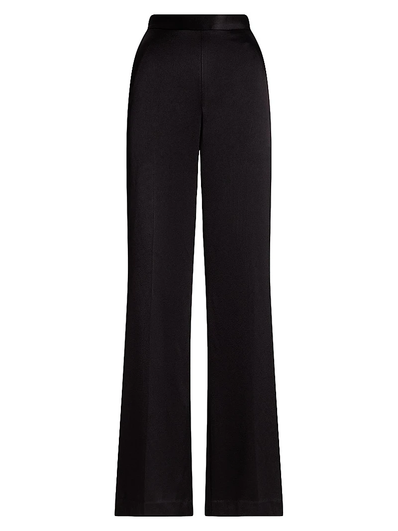 Satin High-Rise Wide-Leg Pants