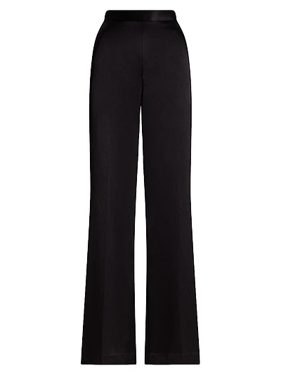 Satin High-Rise Wide-Leg Pants
