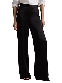 Satin High-Rise Wide-Leg Pants