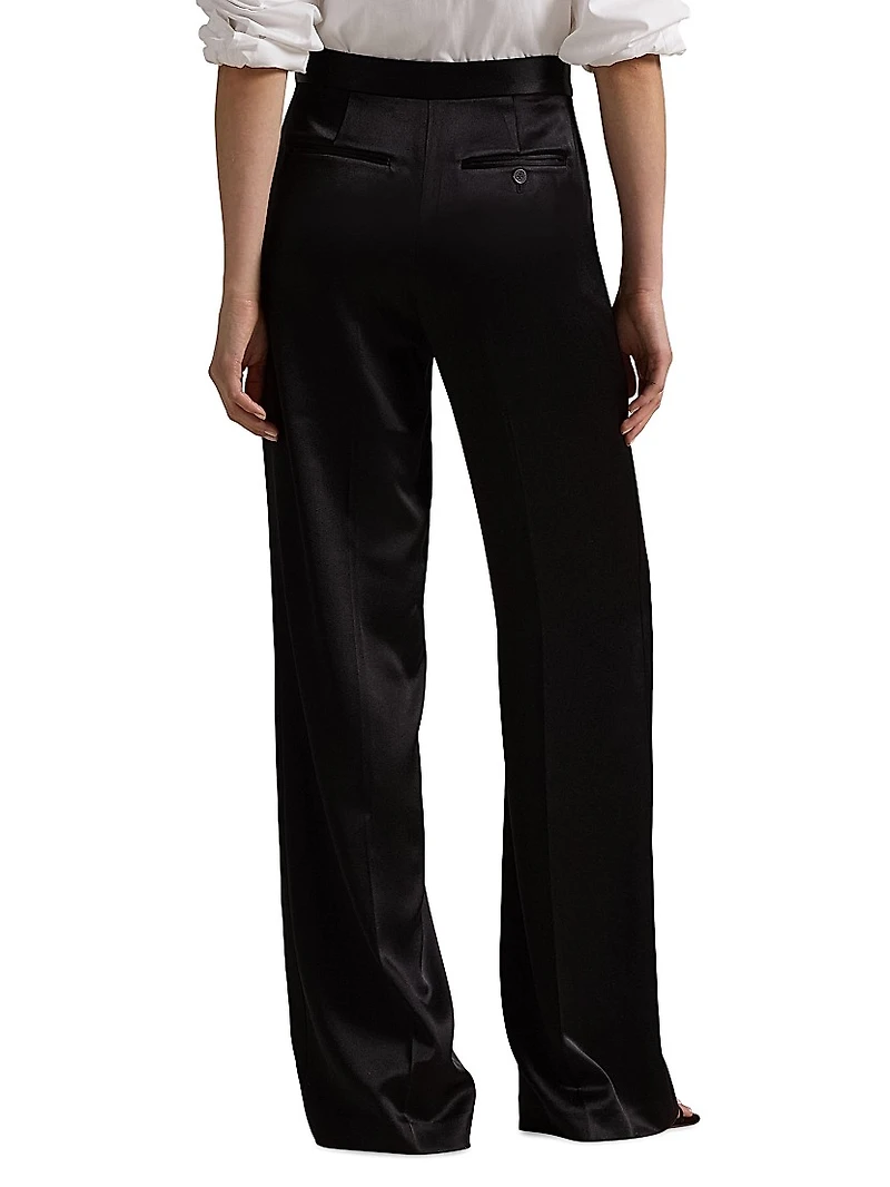 Satin High-Rise Wide-Leg Pants