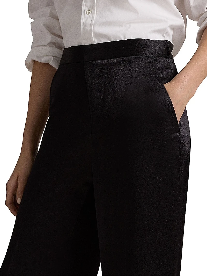 Satin High-Rise Wide-Leg Pants
