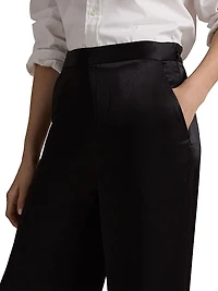 Satin High-Rise Wide-Leg Pants