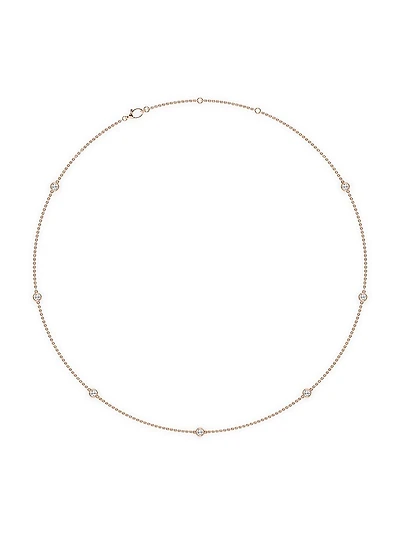 14K Rose Gold & 7-Diamond Station Necklace/0.70-2.10 TCW