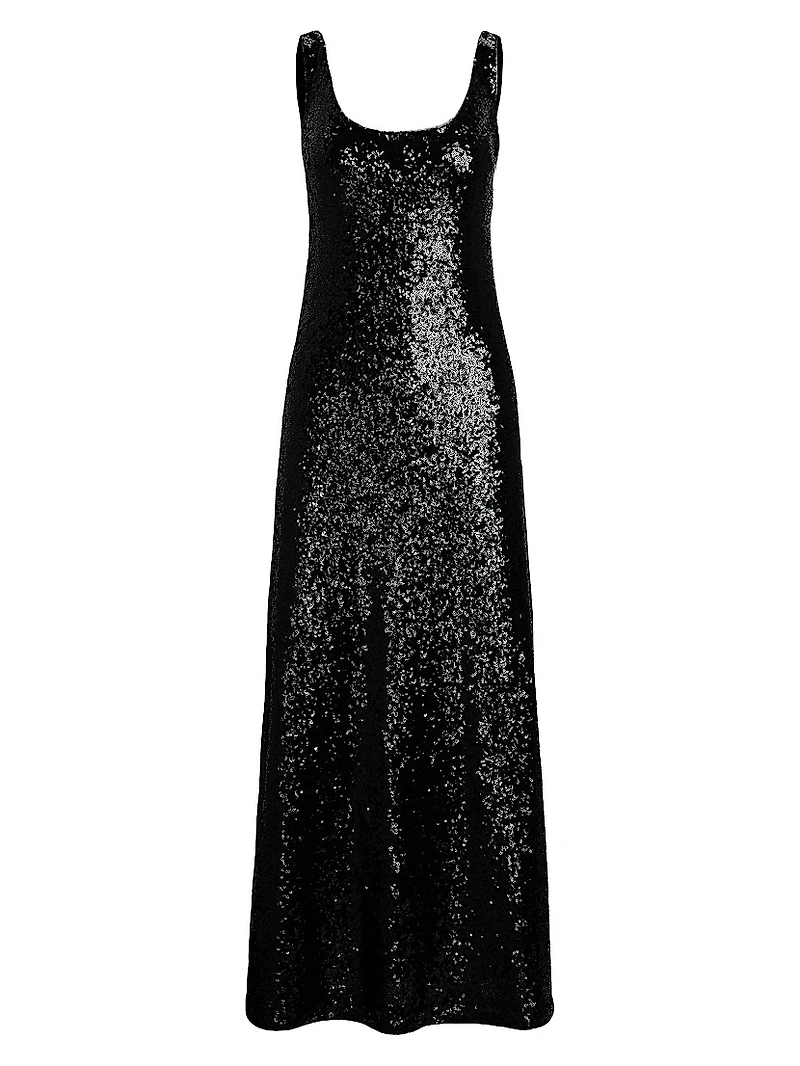 Sequined Scoopneck Maxi-Dress