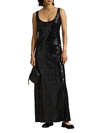 Sequined Scoopneck Maxi-Dress