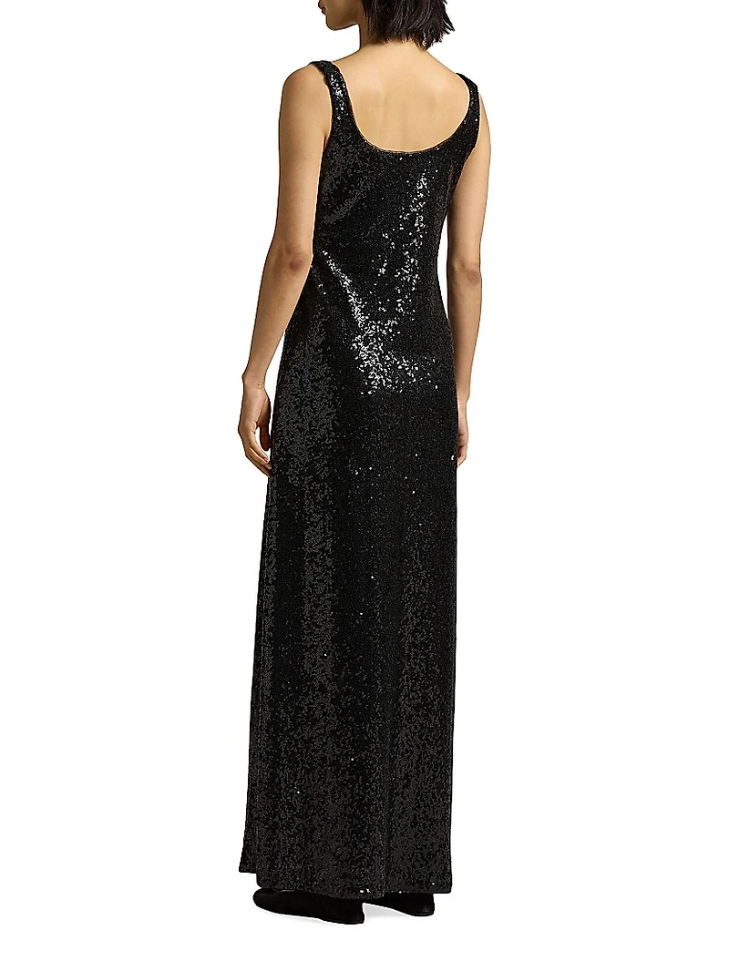 Sequined Scoopneck Maxi-Dress