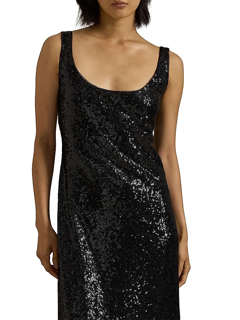 Sequined Scoopneck Maxi-Dress