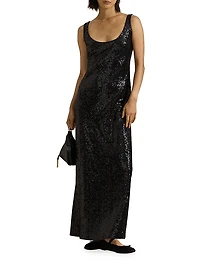 Sequined Scoopneck Maxi-Dress