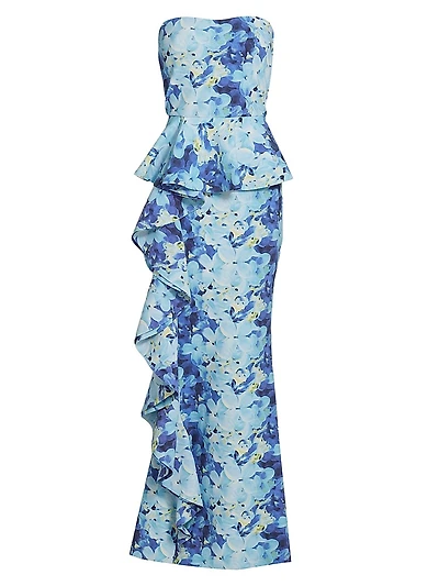 Hafsa Sje Floral Peplum Gown