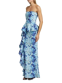 Hafsa Sje Floral Peplum Gown