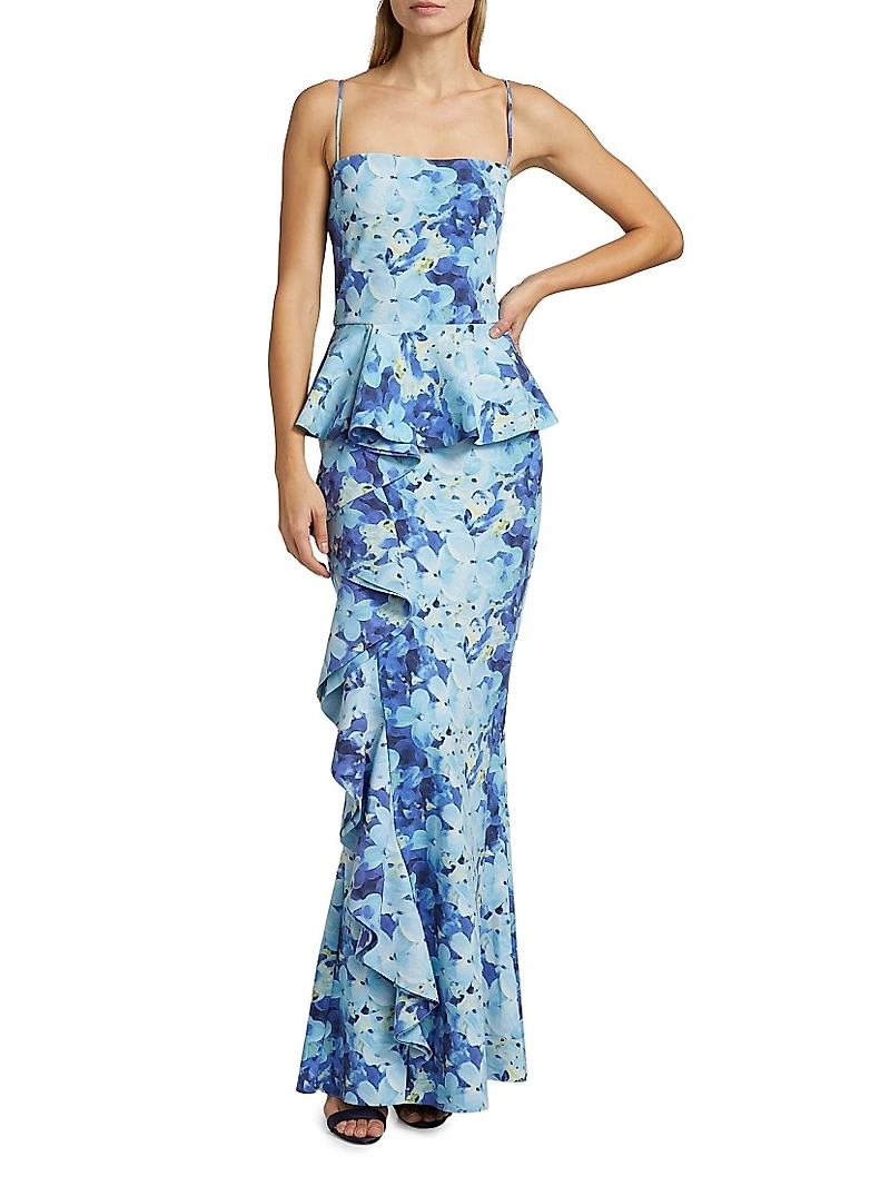 Hafsa Sje Floral Peplum Gown