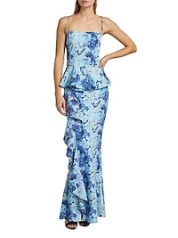 Hafsa Sje Floral Peplum Gown