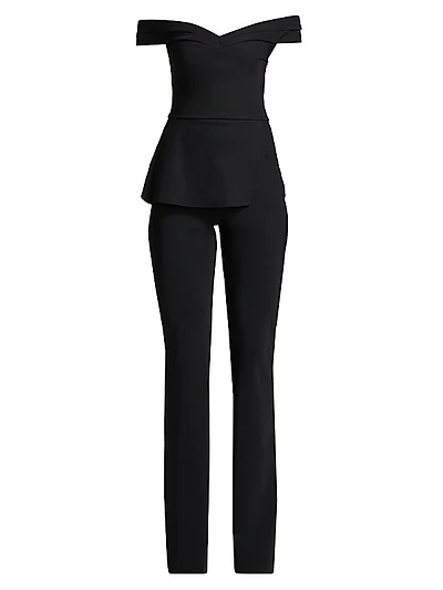 Radonna Jersey Off-The-Shoulder Peplum Jumpsuit
