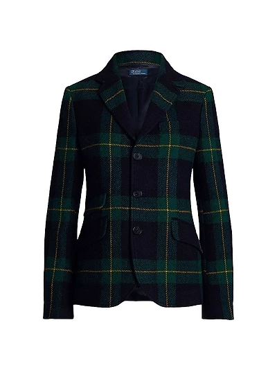 Plaid Wool-Blend Single-Breasted Blazer