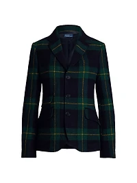 Plaid Wool-Blend Single-Breasted Blazer