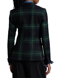 Plaid Wool-Blend Single-Breasted Blazer