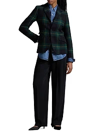 Plaid Wool-Blend Single-Breasted Blazer