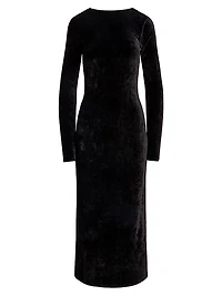 Stretch Velvet Scoopback Midi-Dress