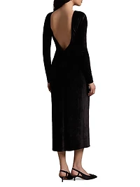 Stretch Velvet Scoopback Midi-Dress