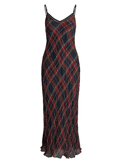Check Slip Midi-Dress