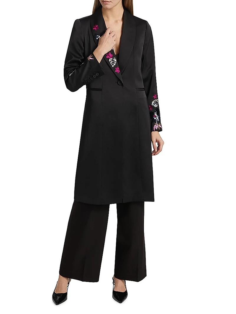 Heather Floral Embroidered Coat