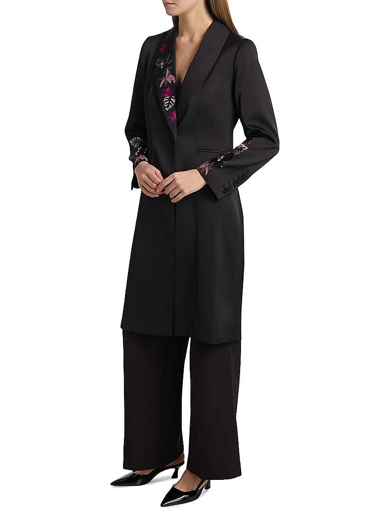 Heather Floral Embroidered Coat