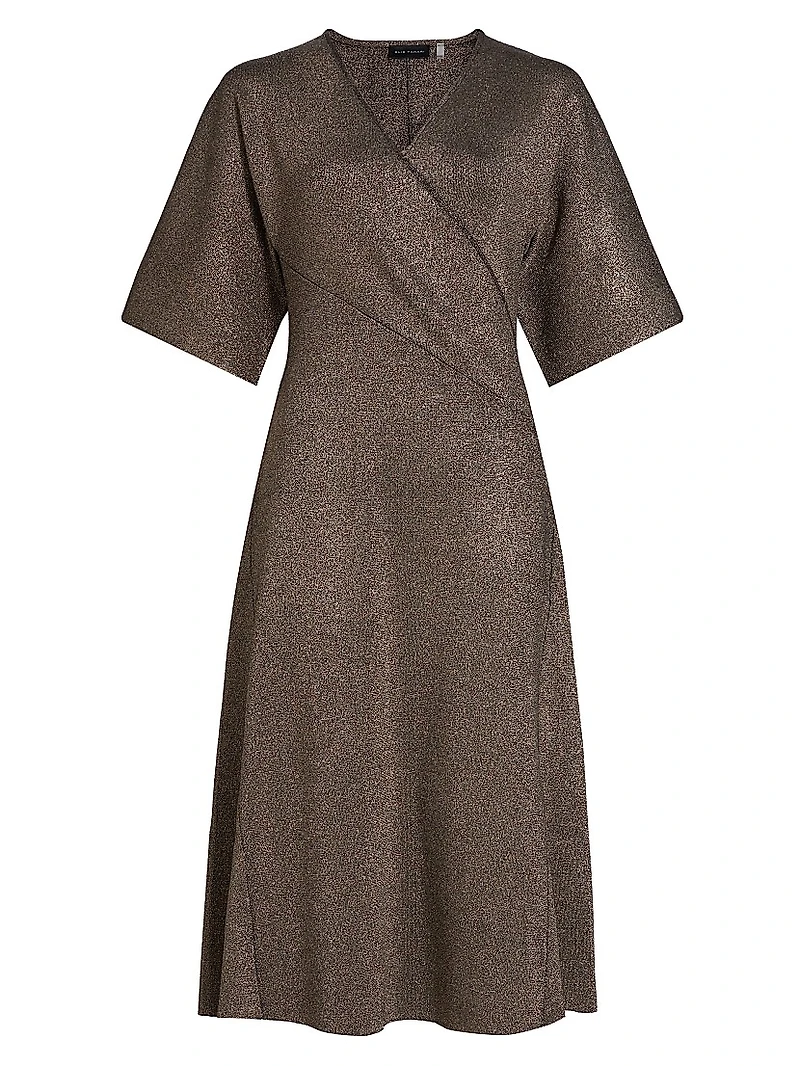 The Everly Metallic Knit Wrap Midi-Dress