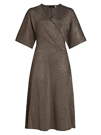 The Everly Metallic Knit Wrap Midi-Dress