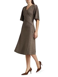 The Everly Metallic Knit Wrap Midi-Dress