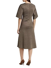 The Everly Metallic Knit Wrap Midi-Dress