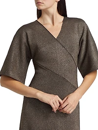 The Everly Metallic Knit Wrap Midi-Dress