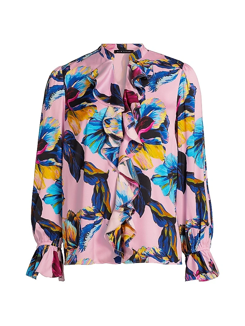 The Minne Daphne Garden Floral Silk Blouse