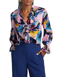 The Minne Daphne Garden Floral Silk Blouse