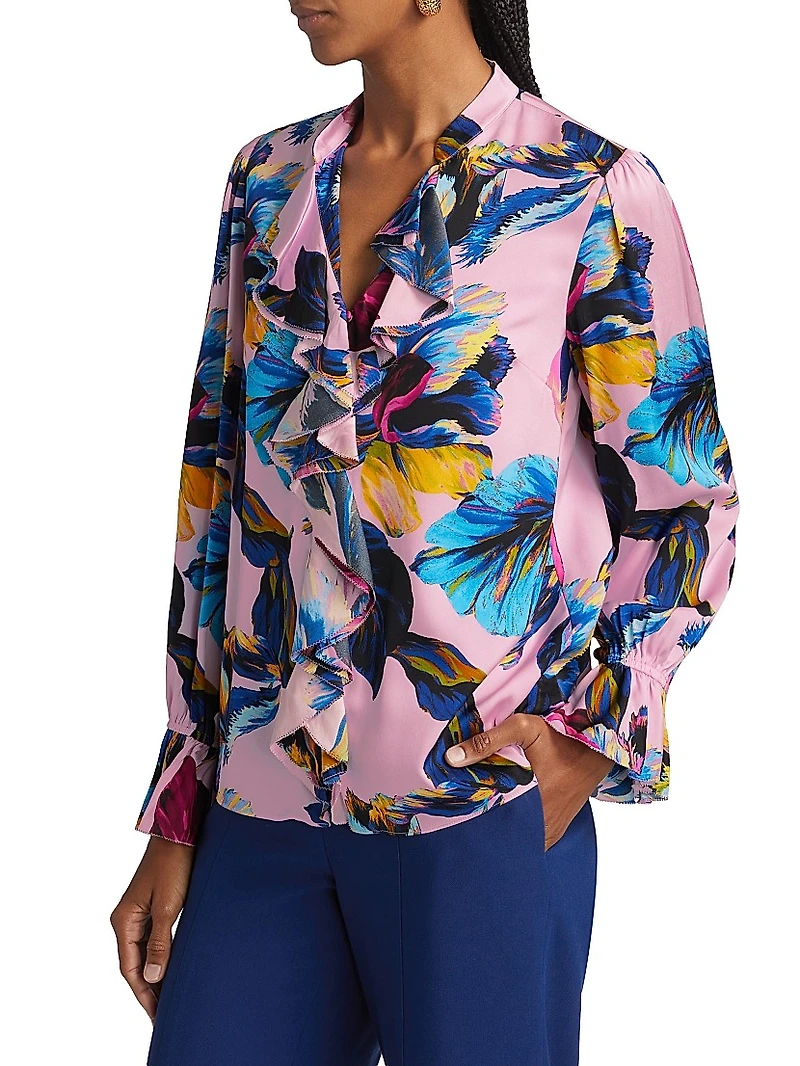 The Minne Daphne Garden Floral Silk Blouse