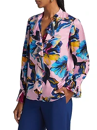The Minne Daphne Garden Floral Silk Blouse