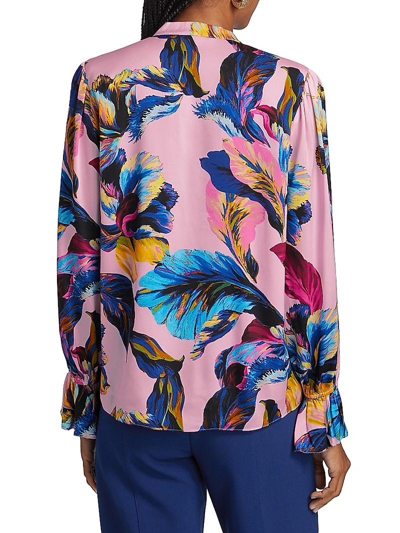 The Minne Daphne Garden Floral Silk Blouse
